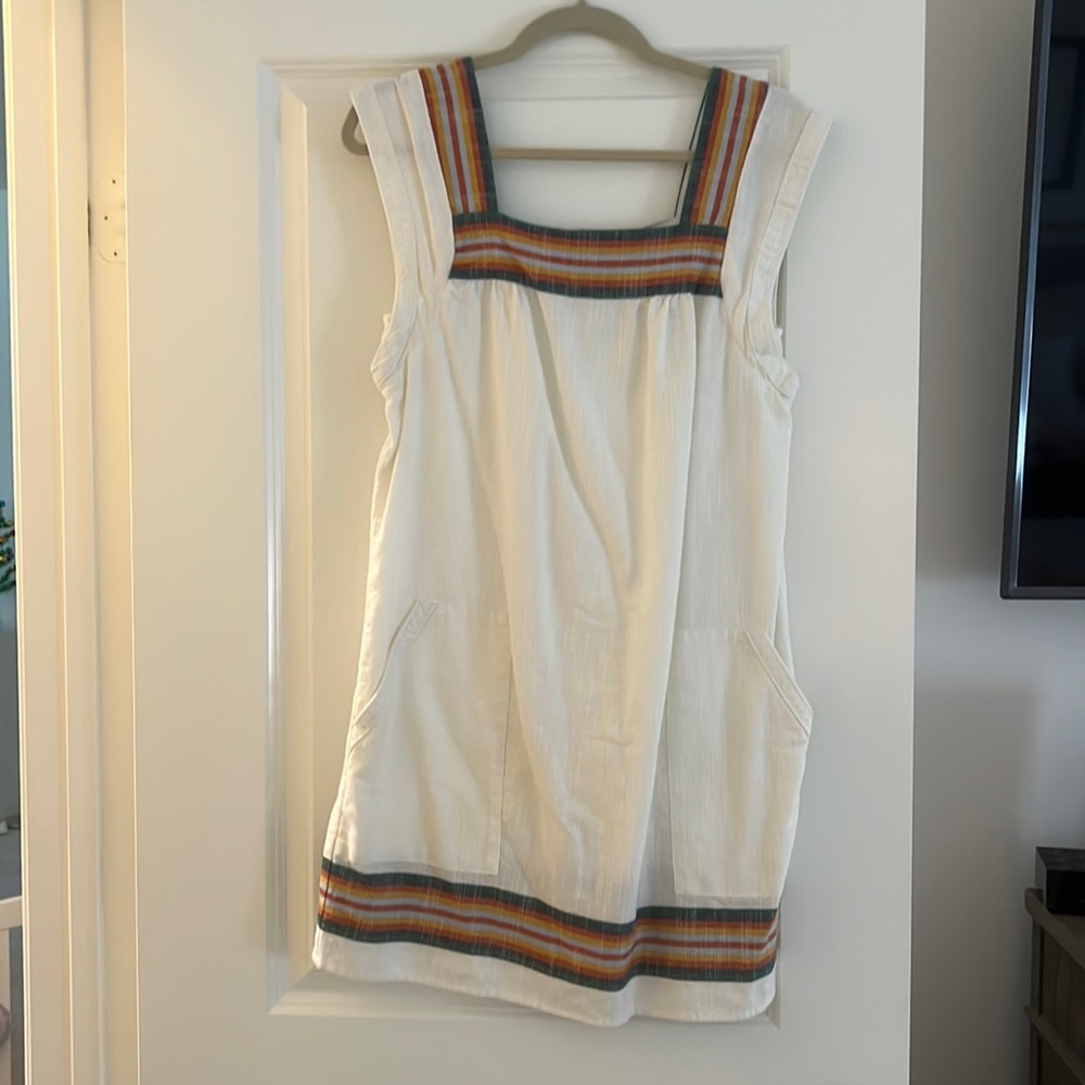 Faherty short white dress with colorful details